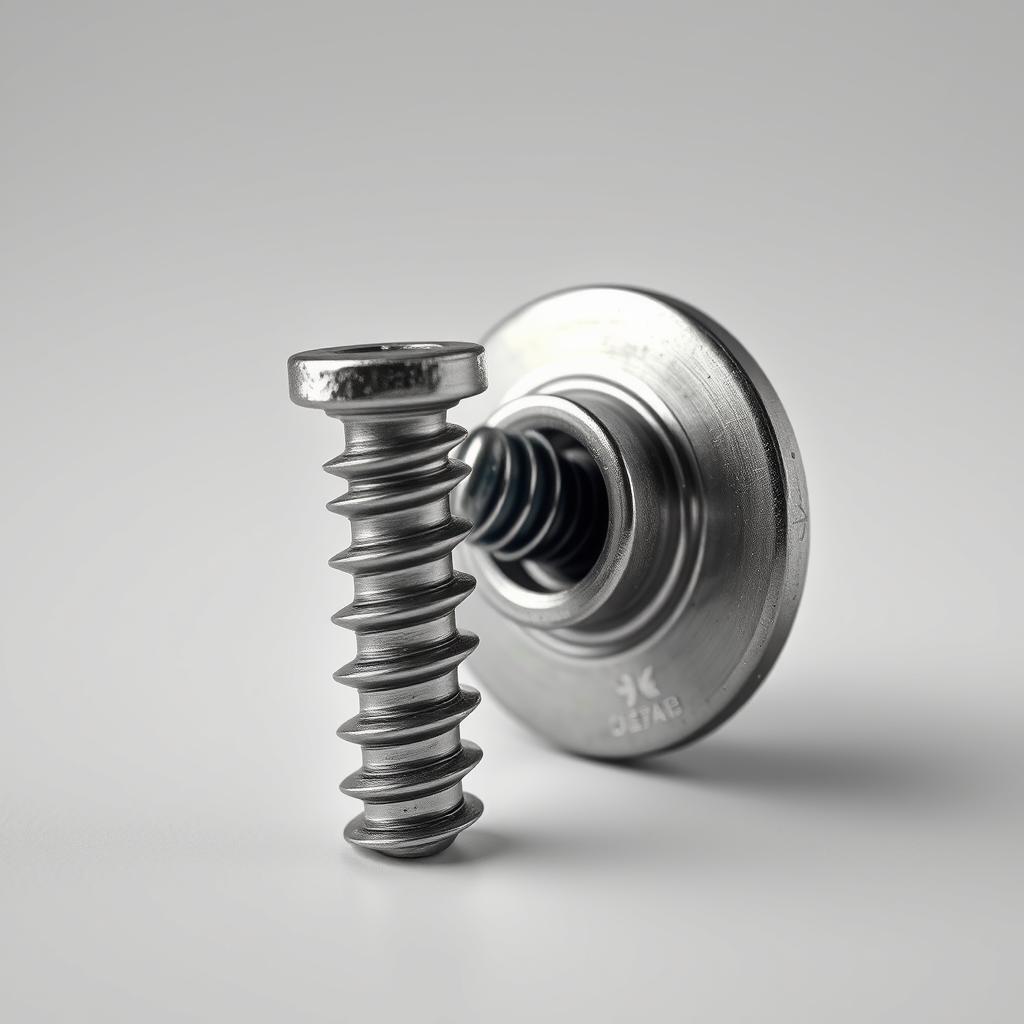 Parafuso e porca de metal em close-up