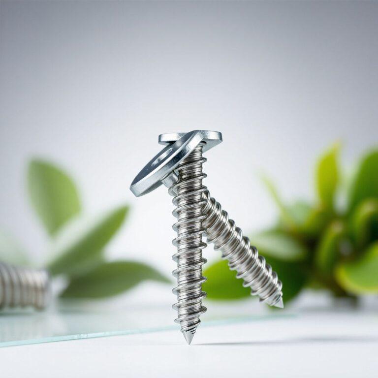 Parafuso de metal em fundo desfocado