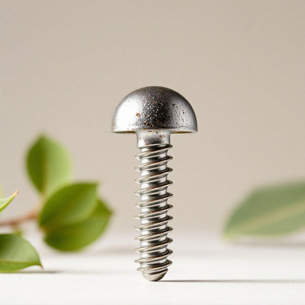 Parafuso prateado em fundo neutro