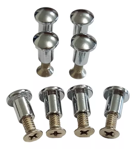 Parafusos metálicos cromados para encadernação, conjunto completo.