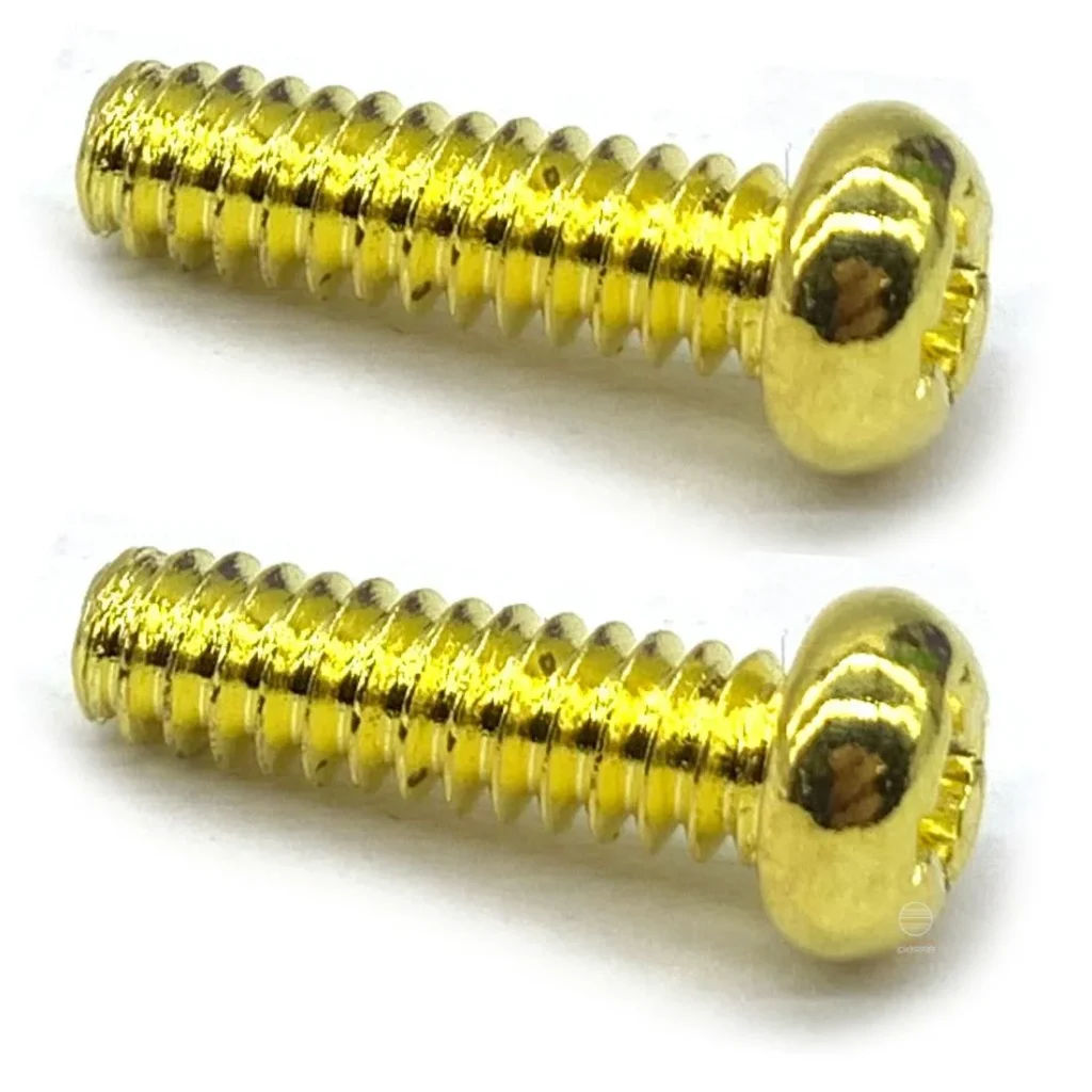 Dois parafusos dourados metálicos