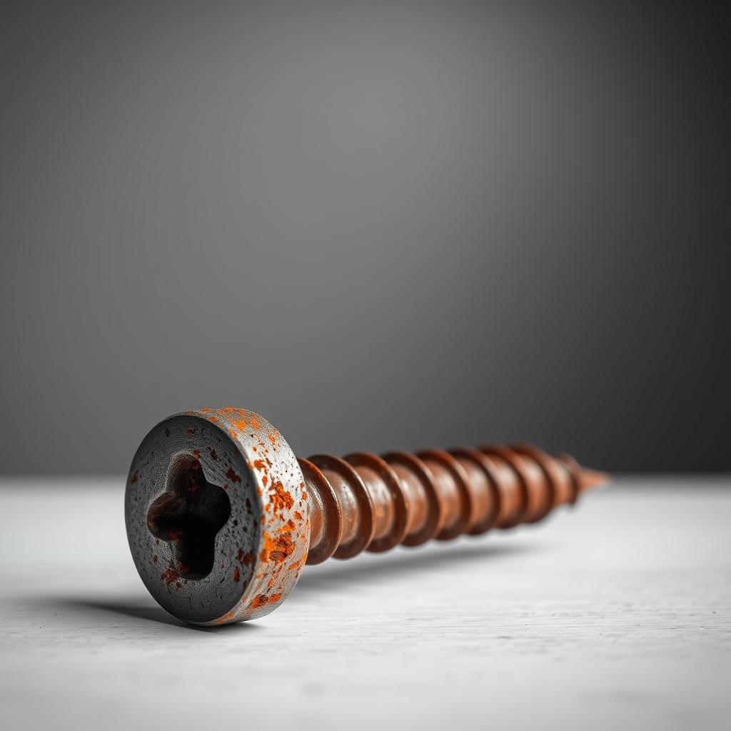 Parafuso enferrujado sobre superfície branca