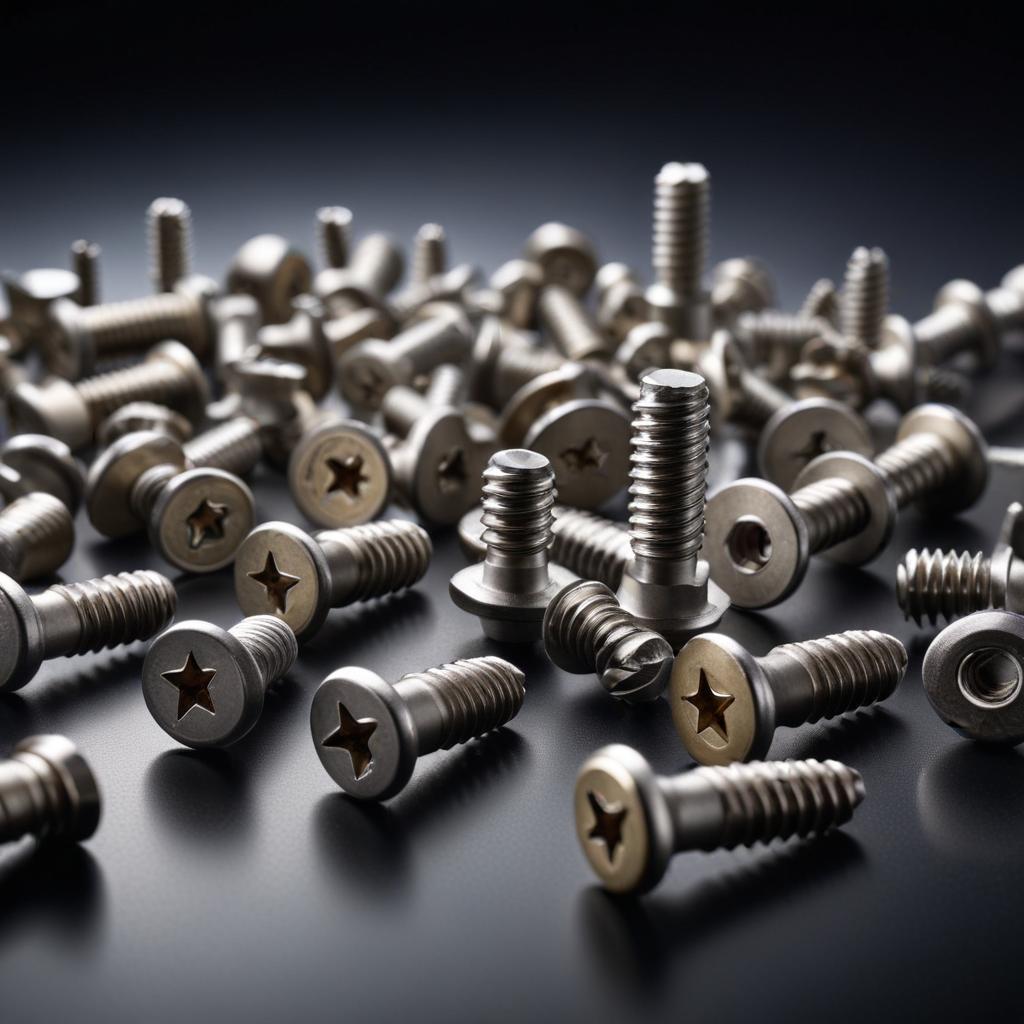 Parafusos de metal em superfície escura.